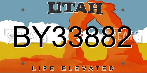 BY33882 Utah License Plate