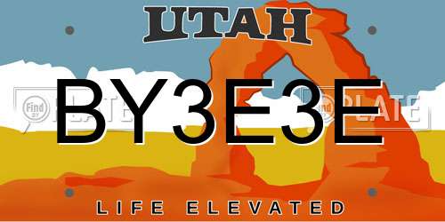 BY3E3E Utah License Plate