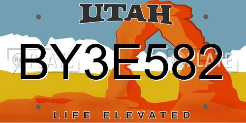 BY3E582 Utah License Plate