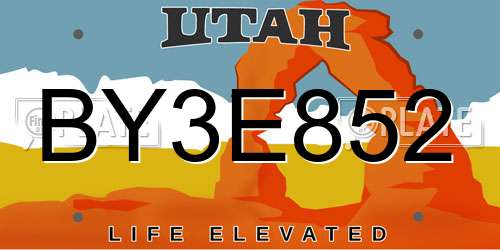 BY3E852 Utah License Plate