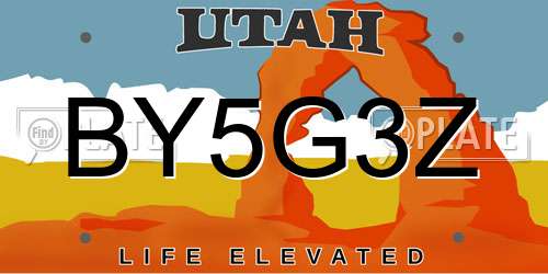 BY5G3Z Utah License Plate