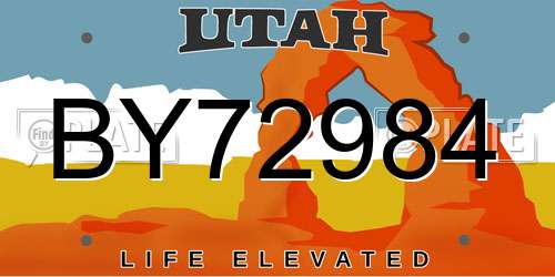 BY72984 Utah License Plate