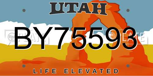 BY75593 Utah License Plate