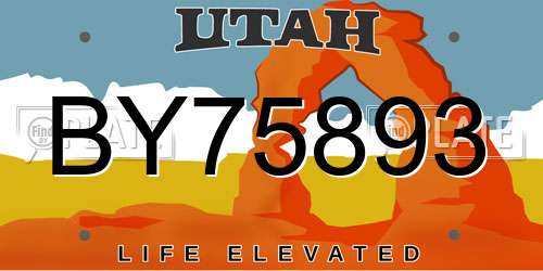 BY75893 Utah License Plate