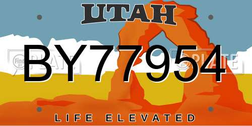 BY77954 Utah License Plate