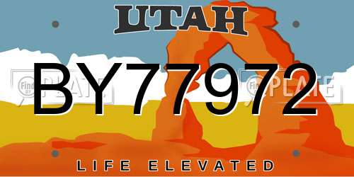 BY77972 Utah License Plate