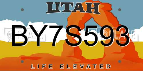 BY7S593 Utah License Plate