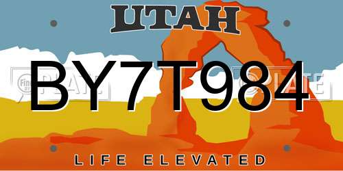 BY7T984 Utah License Plate