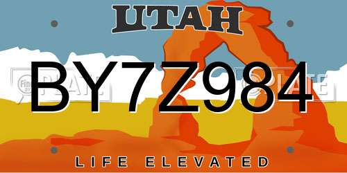 BY7Z984 Utah License Plate