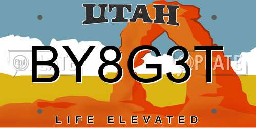 BY8G3T Utah License Plate
