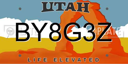 BY8G3Z Utah License Plate