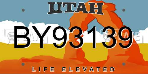 BY93139 Utah License Plate