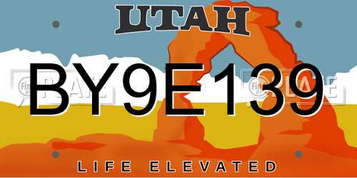 BY9E139 Utah License Plate