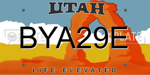 BYA29E Utah License Plate