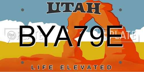 BYA79E Utah License Plate