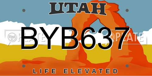 BYB637 Utah License Plate