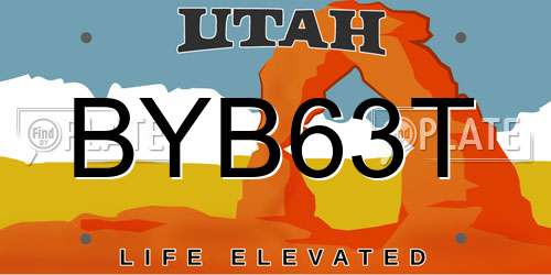 BYB63T Utah License Plate