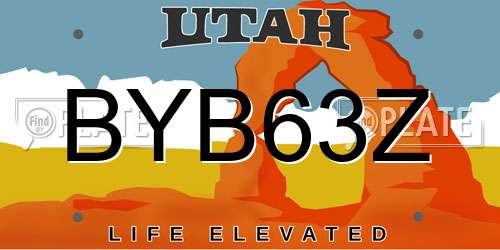 BYB63Z Utah License Plate