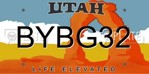 BYBG32 Utah License Plate
