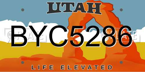 BYC5286 Utah License Plate