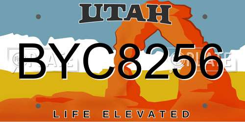 BYC8256 Utah License Plate