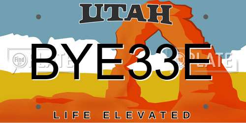 BYE33E Utah License Plate