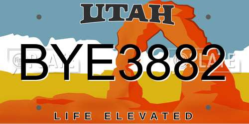 BYE3882 Utah License Plate