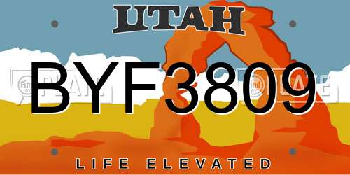 BYF3809 Utah License Plate