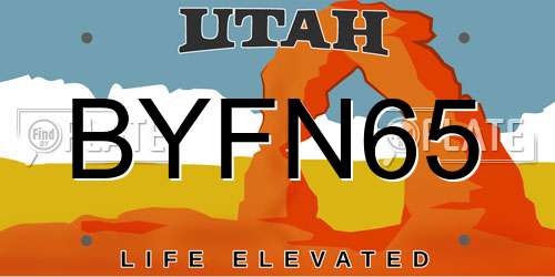 BYFN65 Utah License Plate