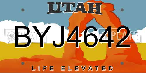 BYJ4642 Utah License Plate