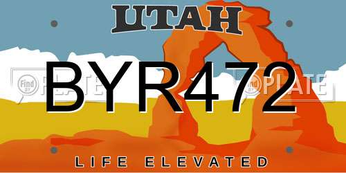 BYR472 Utah License Plate