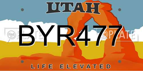 BYR477 Utah License Plate