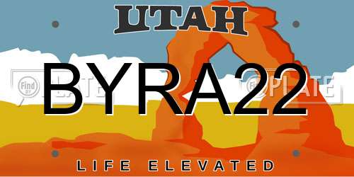 BYRA22 Utah License Plate