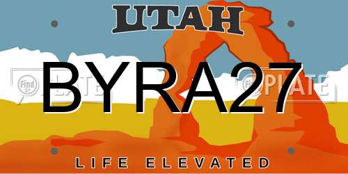 BYRA27 Utah License Plate
