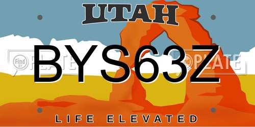 BYS63Z Utah License Plate