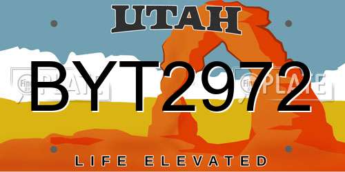 BYT2972 Utah License Plate