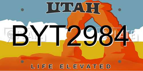 BYT2984 Utah License Plate
