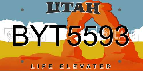 BYT5593 Utah License Plate