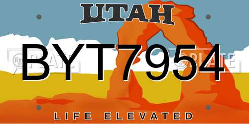 BYT7954 Utah License Plate