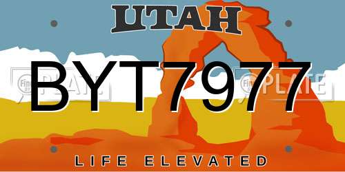 BYT7977 Utah License Plate