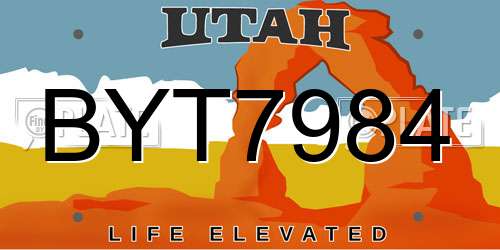BYT7984 Utah License Plate