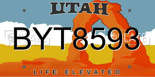 BYT8593 Utah License Plate