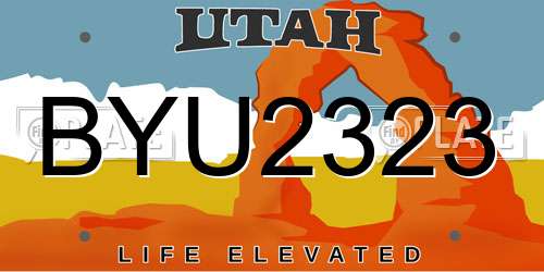 BYU2323 Utah License Plate