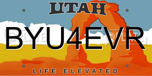 BYU4EVR Utah License Plate