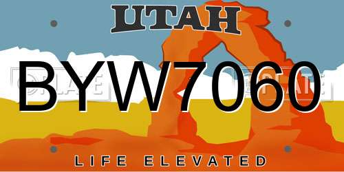 BYW7060 Utah License Plate