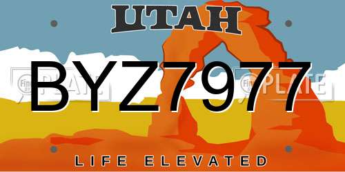 BYZ7977 Utah License Plate