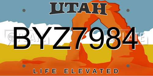 BYZ7984 Utah License Plate