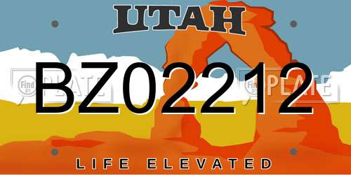 BZ02212 Utah License Plate