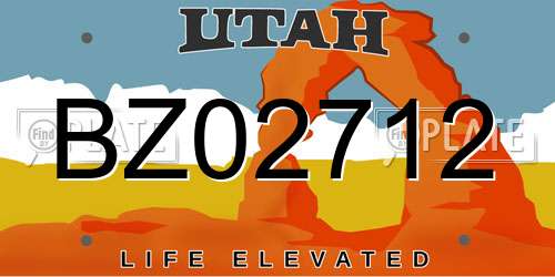 BZ02712 Utah License Plate