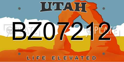 BZ07212 Utah License Plate